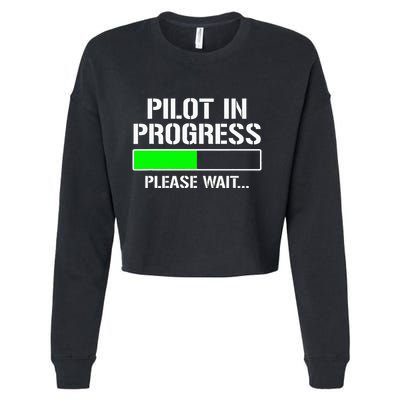 Pilot In Progress Funny Flight School Student Cropped Pullover Crew