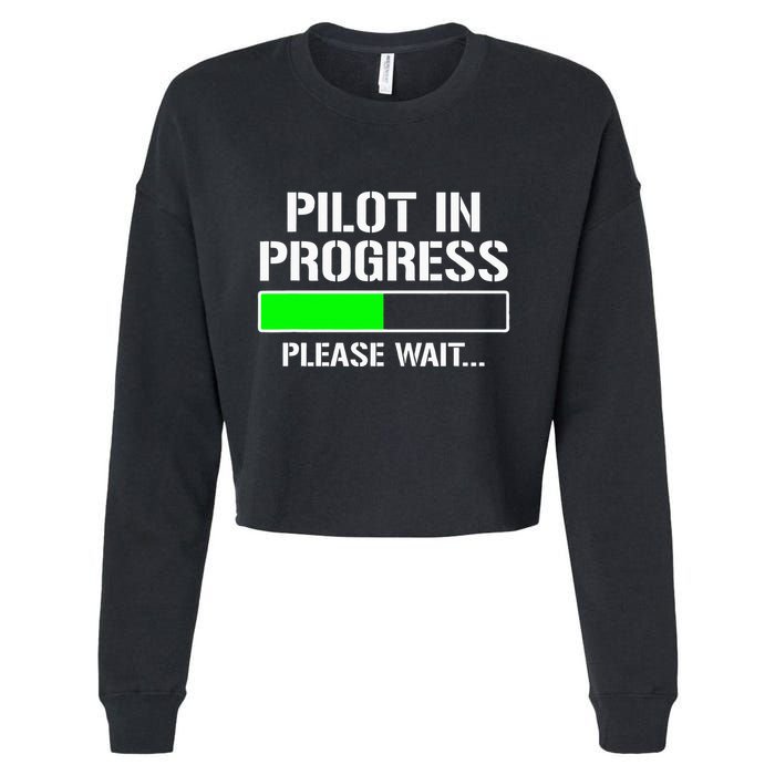 Pilot In Progress Funny Flight School Student Cropped Pullover Crew