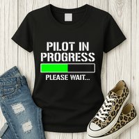 Pilot In Progress Funny Flight School Student Womens T-Shirt