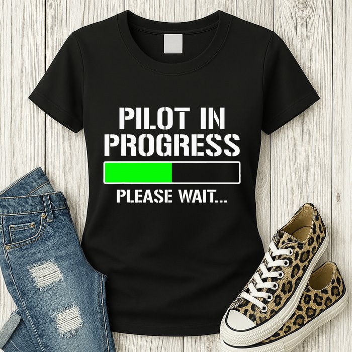 Pilot In Progress Funny Flight School Student Womens T-Shirt