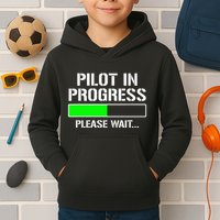 Pilot In Progress Funny Flight School Student Kids Hoodie