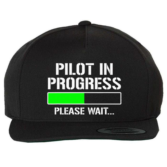 Pilot In Progress Funny Flight School Student Wool Snapback Cap