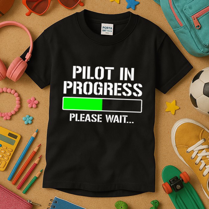 Pilot In Progress Funny Flight School Student Kids T-Shirt
