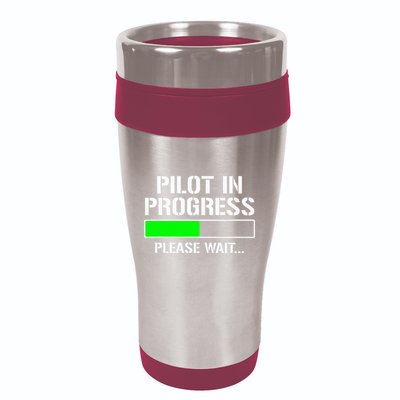Pilot In Progress Funny Flight School Student 16oz Travel Tumbler