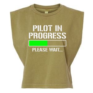 Pilot In Progress Funny Flight School Student Garment-Dyed Women's Muscle Tee