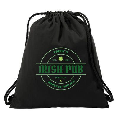 Paddy's Irish Pub Whiskey And Ale St Patrick's Day Drawstring Bag