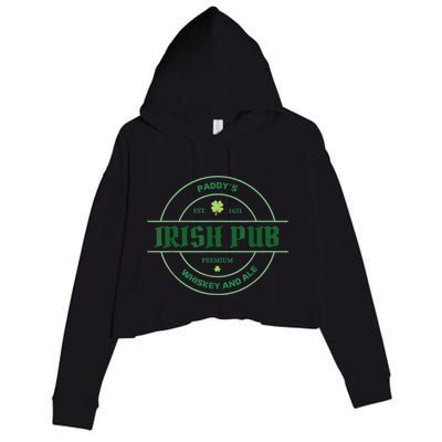 Paddy's Irish Pub Whiskey And Ale St Patrick's Day Crop Fleece Hoodie