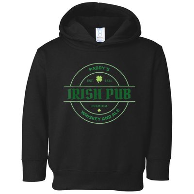 Paddy's Irish Pub Whiskey And Ale St Patrick's Day Toddler Hoodie