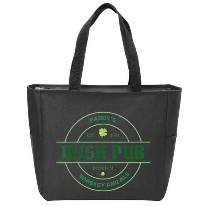 Paddy's Irish Pub Whiskey And Ale St Patrick's Day Zip Tote Bag