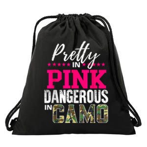 Pretty In Pinks D.Angerous In Camo Hunting Drawstring Bag