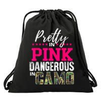 Pretty In Pinks D.Angerous In Camo Hunting Drawstring Bag