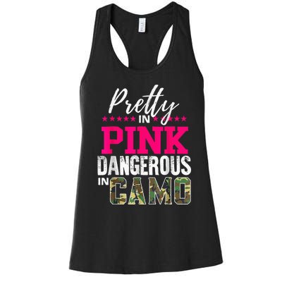 Pretty In Pinks D.Angerous In Camo Hunting Women's Racerback Tank