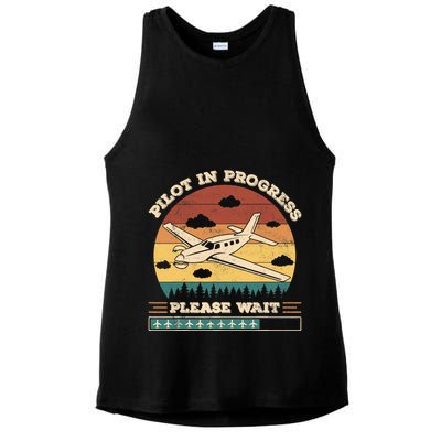 Pilot In Progress Please Wait Funny Aviation Future Pilots Ladies PosiCharge Tri-Blend Wicking Tank