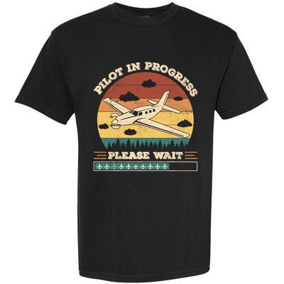 Pilot In Progress Please Wait Funny Aviation Future Pilots Garment-Dyed Heavyweight T-Shirt
