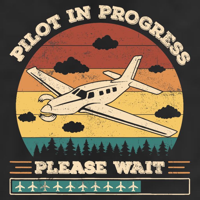Pilot In Progress Please Wait Funny Aviation Future Pilots 7 Panel Mesh Trucker Snapback Hat
