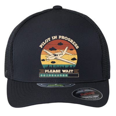 Pilot In Progress Please Wait Funny Aviation Future Pilots Flexfit Unipanel Trucker Cap