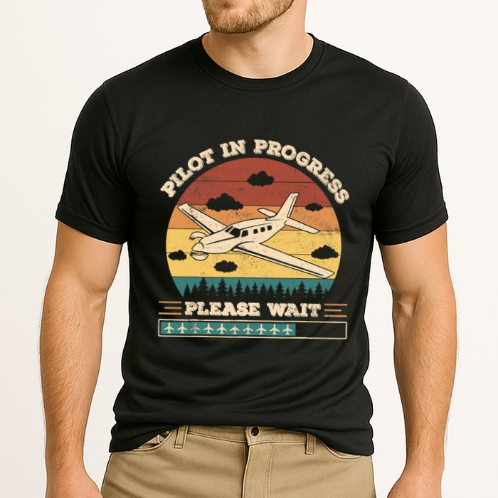 Pilot In Progress Please Wait Funny Aviation Future Pilots Performance Shirt