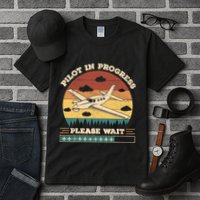 Pilot In Progress Please Wait Funny Aviation Future Pilots Tall T-Shirt