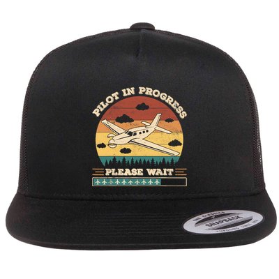Pilot In Progress Please Wait Funny Aviation Future Pilots Flatbill Hat