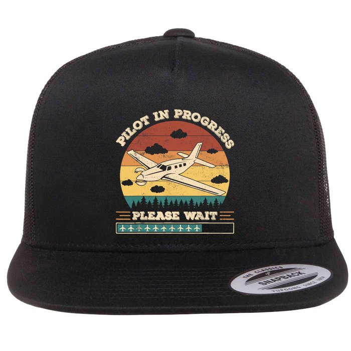Pilot In Progress Please Wait Funny Aviation Future Pilots Flatbill Hat