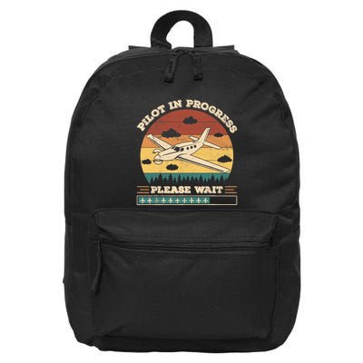 Pilot In Progress Please Wait Funny Aviation Future Pilots 16 in Basic Backpack