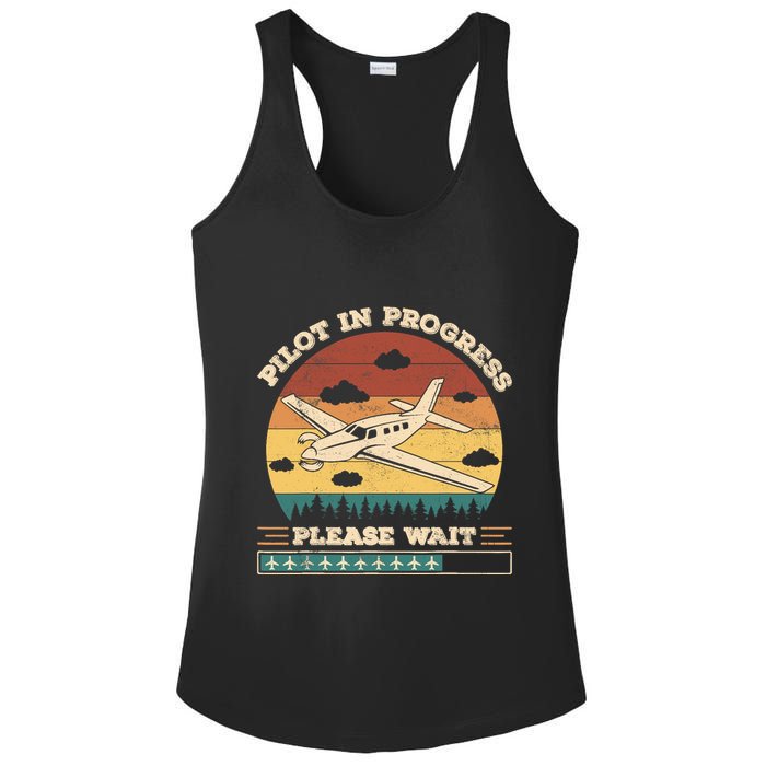 Pilot In Progress Please Wait Funny Aviation Future Pilots Ladies PosiCharge Competitor Racerback Tank
