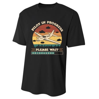 Pilot In Progress Please Wait Funny Aviation Future Pilots Performance Sprint T-Shirt