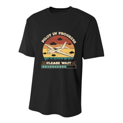 Pilot In Progress Please Wait Funny Aviation Future Pilots Youth Performance Sprint T-Shirt