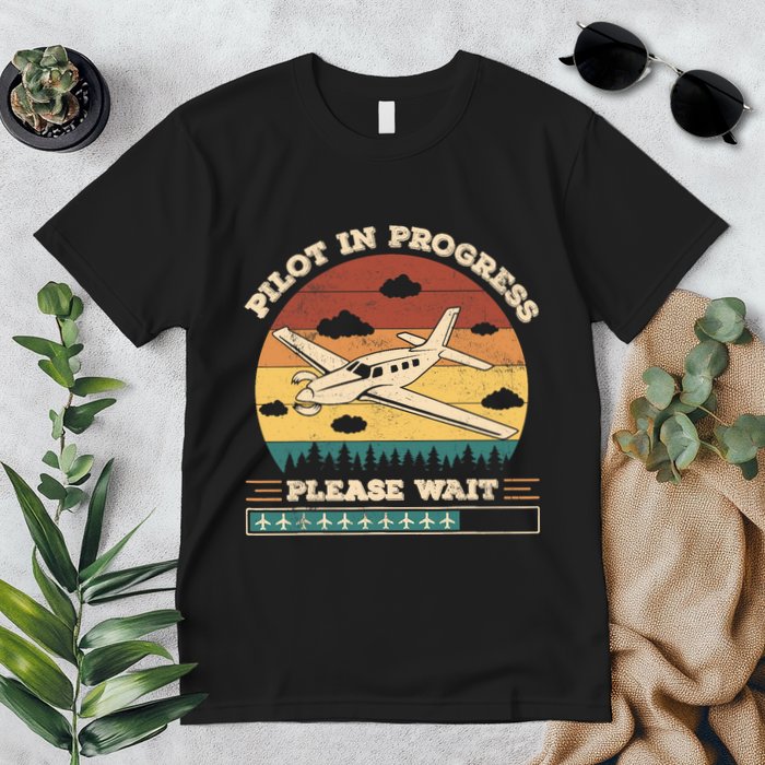Pilot In Progress Please Wait Funny Aviation Future Pilots Premium T-Shirt