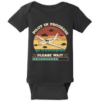 Pilot In Progress Please Wait Funny Aviation Future Pilots Baby Bodysuit
