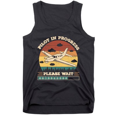 Pilot In Progress Please Wait Funny Aviation Future Pilots Tank Top