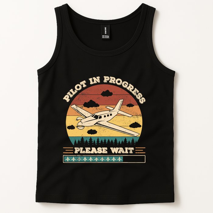 Pilot In Progress Please Wait Funny Aviation Future Pilots Tank Top