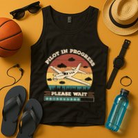 Pilot In Progress Please Wait Funny Aviation Future Pilots Tank Top