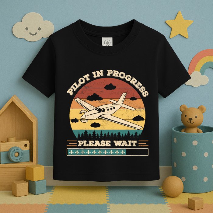 Pilot In Progress Please Wait Funny Aviation Future Pilots Toddler T-Shirt