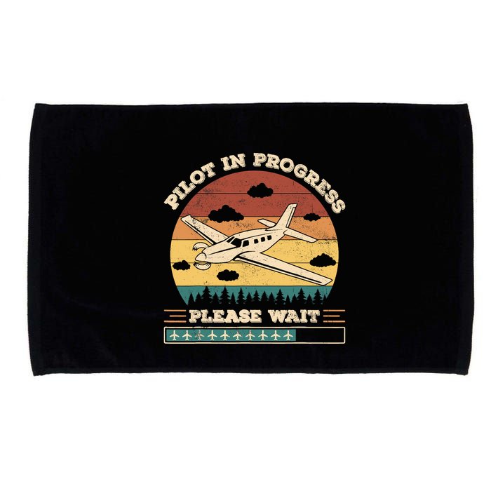 Pilot In Progress Please Wait Funny Aviation Future Pilots Microfiber Hand Towel