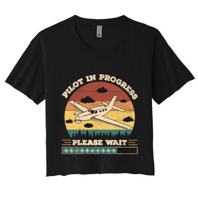 Pilot In Progress Please Wait Funny Aviation Future Pilots Crop Top