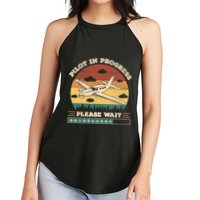 Pilot In Progress Please Wait Funny Aviation Future Pilots Women's Perfect Tri Rocker Tank