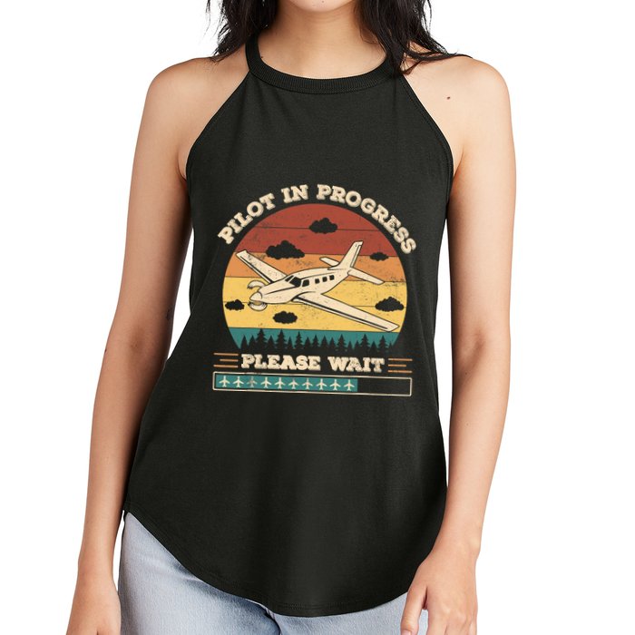 Pilot In Progress Please Wait Funny Aviation Future Pilots Women's Perfect Tri Rocker Tank