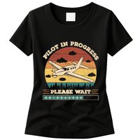 Pilot In Progress Please Wait Funny Aviation Future Pilots Womens T-Shirt