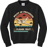 Pilot In Progress Please Wait Funny Aviation Future Pilots Kids Sweatshirt