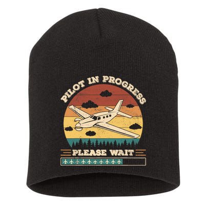 Pilot In Progress Please Wait Funny Aviation Future Pilots Short Acrylic Beanie
