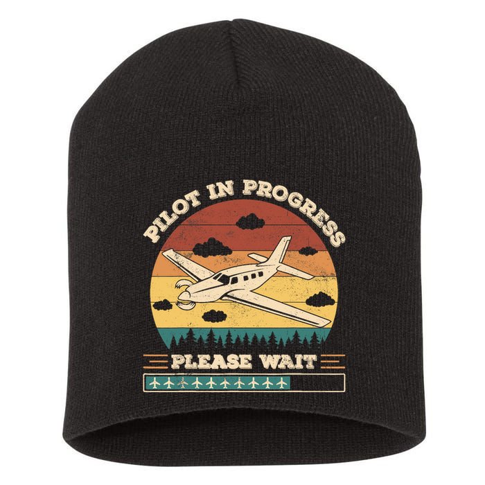 Pilot In Progress Please Wait Funny Aviation Future Pilots Short Acrylic Beanie