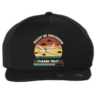 Pilot In Progress Please Wait Funny Aviation Future Pilots Wool Snapback Cap