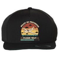 Pilot In Progress Please Wait Funny Aviation Future Pilots Wool Snapback Cap