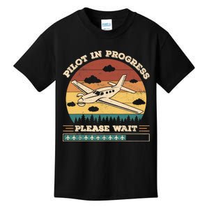 Pilot In Progress Please Wait Funny Aviation Future Pilots Kids T-Shirt