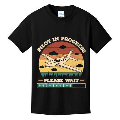 Pilot In Progress Please Wait Funny Aviation Future Pilots Kids T-Shirt