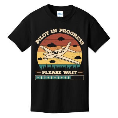 Pilot In Progress Please Wait Funny Aviation Future Pilots Kids T-Shirt