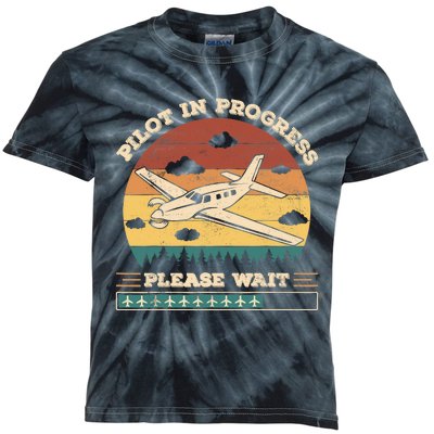 Pilot In Progress Please Wait Funny Aviation Future Pilots Kids Tie-Dye T-Shirt