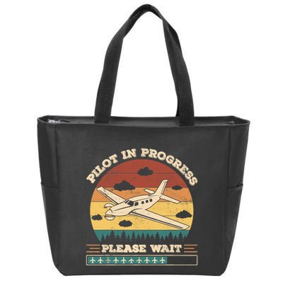Pilot In Progress Please Wait Funny Aviation Future Pilots Zip Tote Bag
