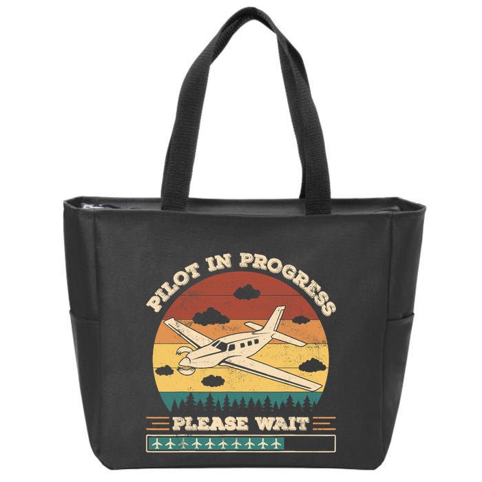 Pilot In Progress Please Wait Funny Aviation Future Pilots Zip Tote Bag